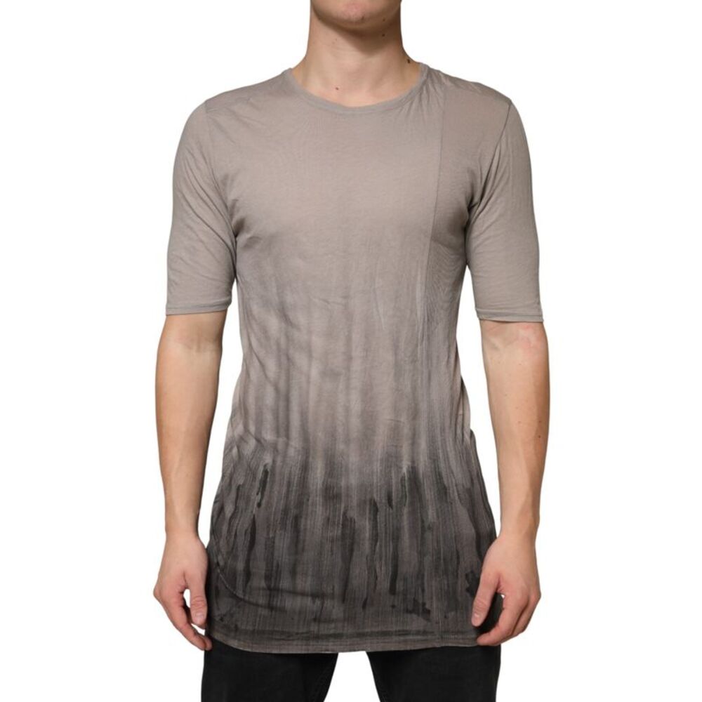 Laneus Gray Two Tone Cotton Round Neck Short Sleeves Men's T-shirt